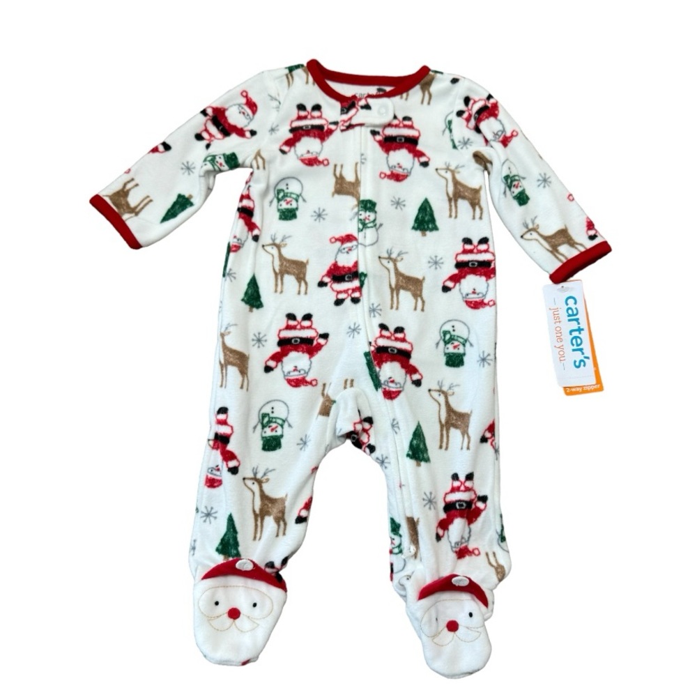 Carter’s Christmas Fleece Zipper Footed Pajamas—3M